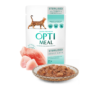Optimeal Cat Sterlised Turkey with Chickeb 85gr